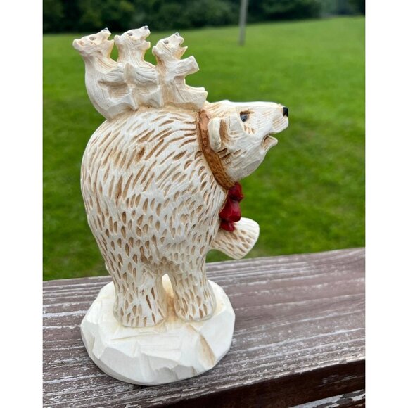 David Frykman Vintage Christmas 1995 Polar Bear with Three Cubs on her back - Picture 4 of 5